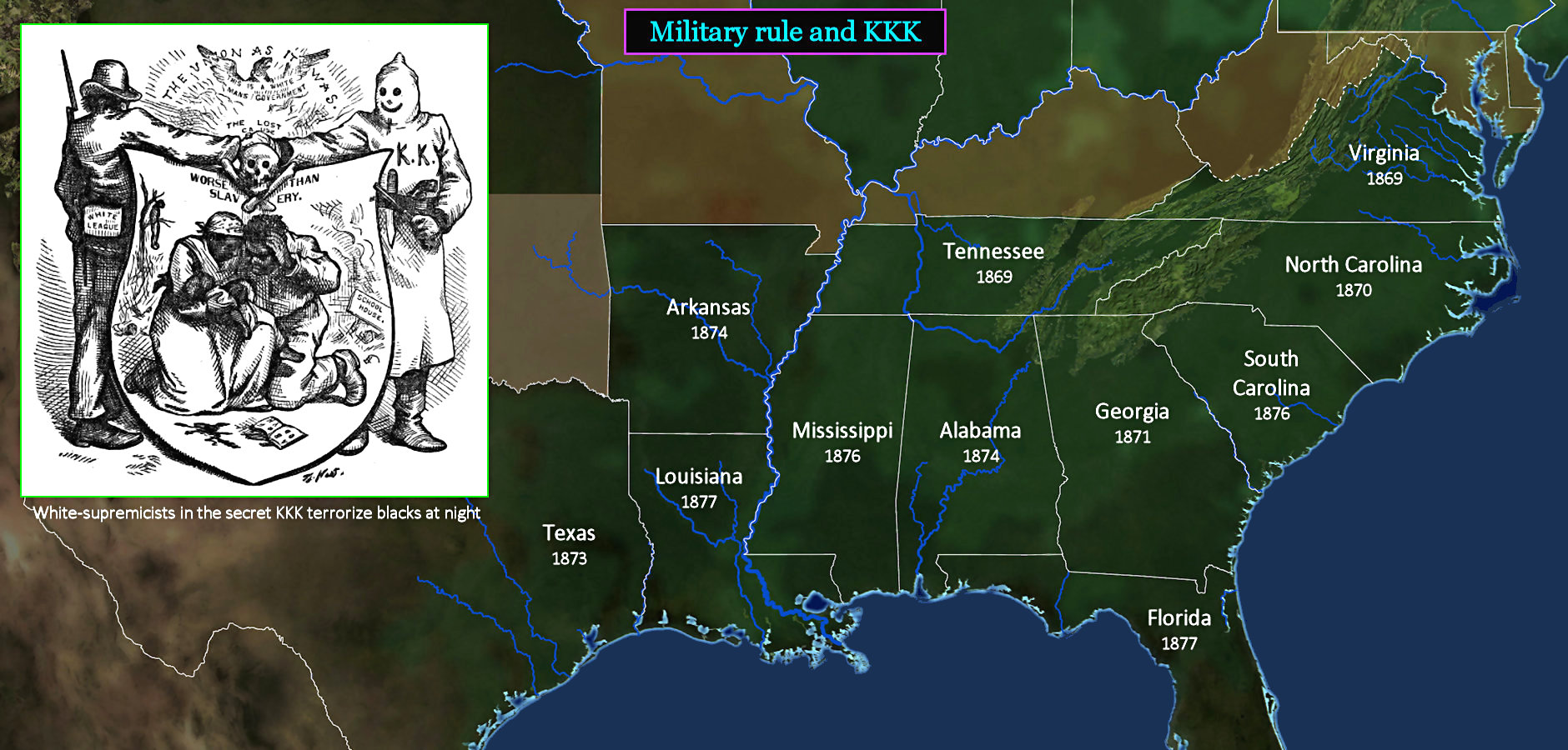 First KKK, 1865-1872 map